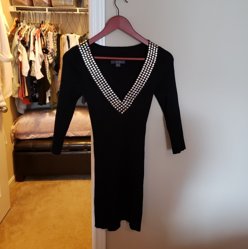 Black stretchy sweater dress